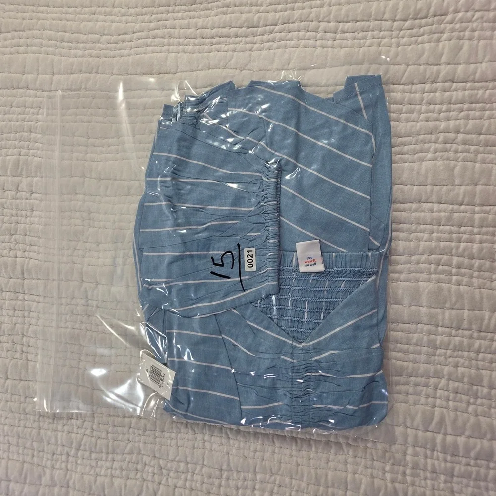 Old Navy Striped Sweetheart Peplum Top Blue White Women Medium New With Tags NWT